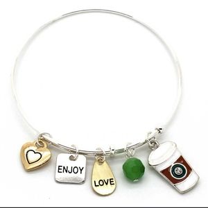 Symbology Coffee Cup Wire Bangle Bracelet